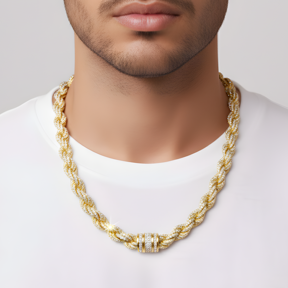 Iced out Rope Chain - Yellow Gold
