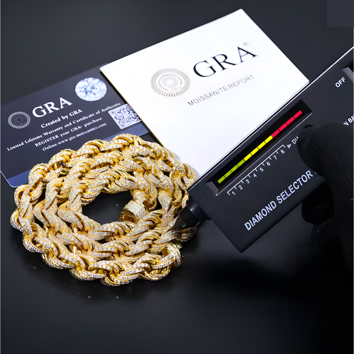 Iced out Rope Chain - Yellow Gold