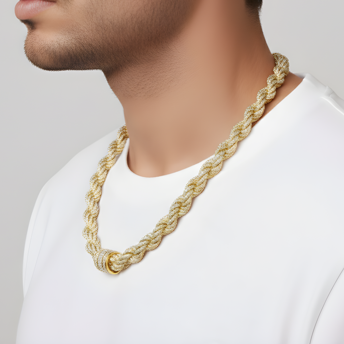 Iced out Rope Chain - Yellow Gold