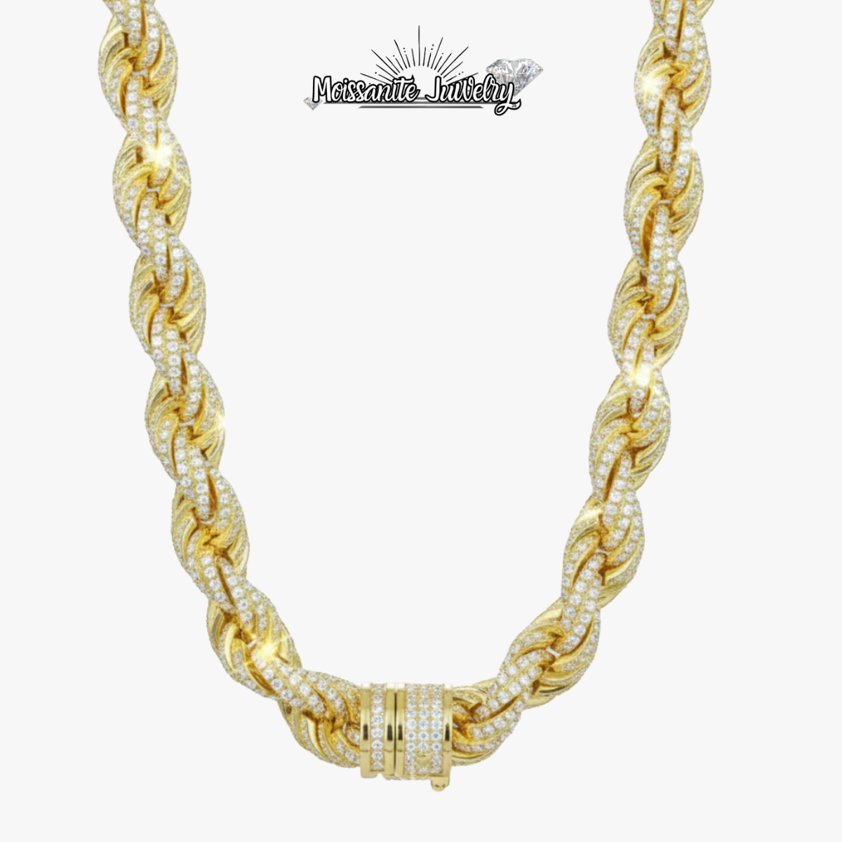 Iced out Rope Chain - Yellow Gold